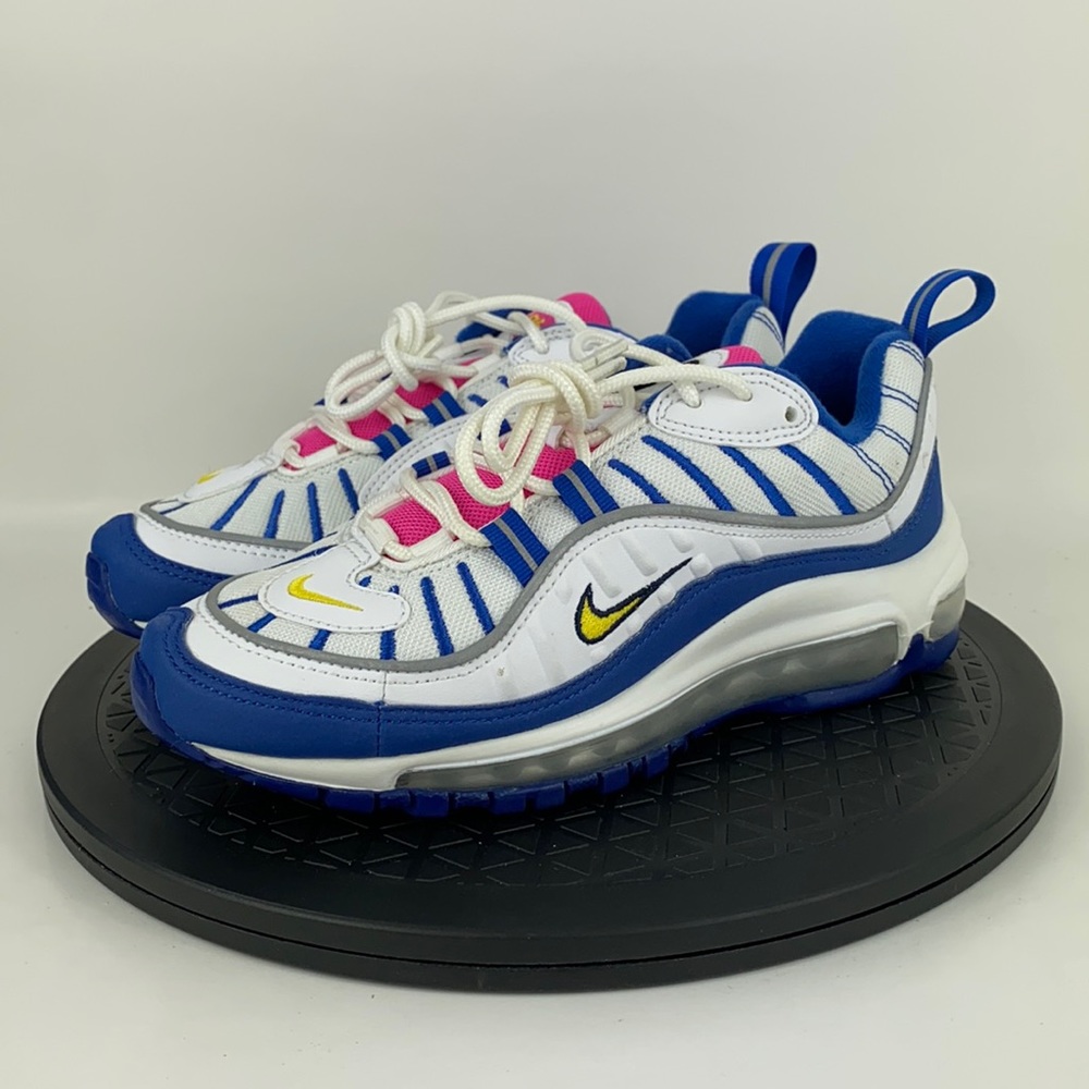 Nike Air Max 98 GS White/Blue Athletic Running Shoes BV4872-101 Women's Size 5.5